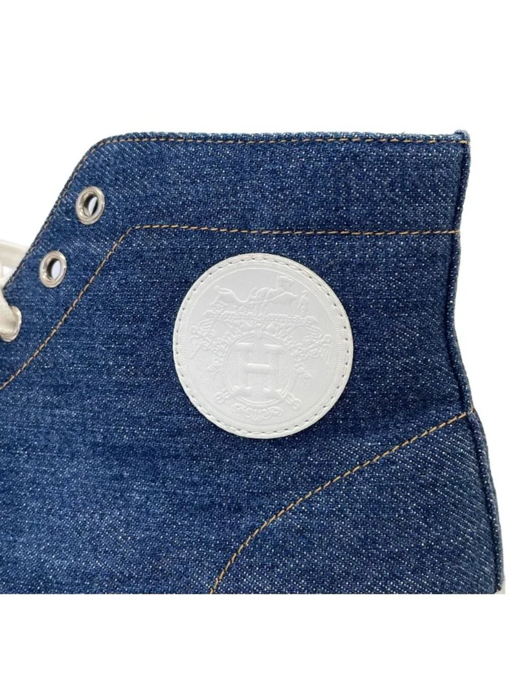 Hermes Climb Denim High Cut Sneakers 41.5 Indigo